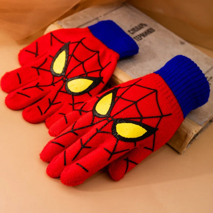 Spider Pattern Winter Gloves - Soft Stretch Knitted Full Finger Gloves for Daily Wear and Christmas Gifts