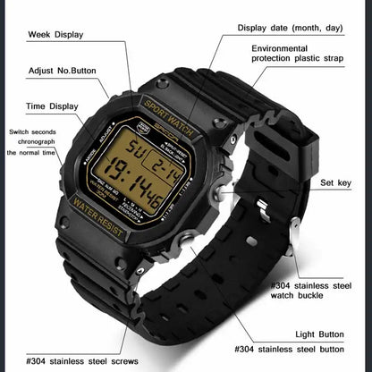 SANDA G-Style LED Digital Sports Watch - Unisex Shockproof Waterproof Military Wristwatch with Stopwatch for Men and Women