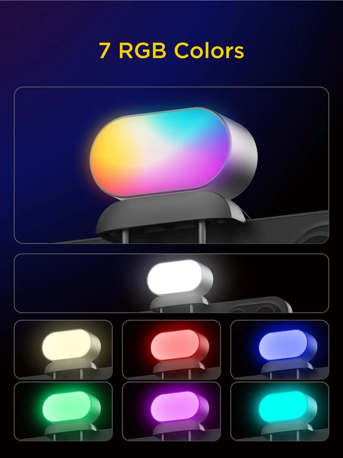 AOCHUAN RGB Magnetic Fill Light for Gimbal - LED Video Photography Light with 3 Brightness Levels & 7 Color Adjustments for Phone Selfie & Live