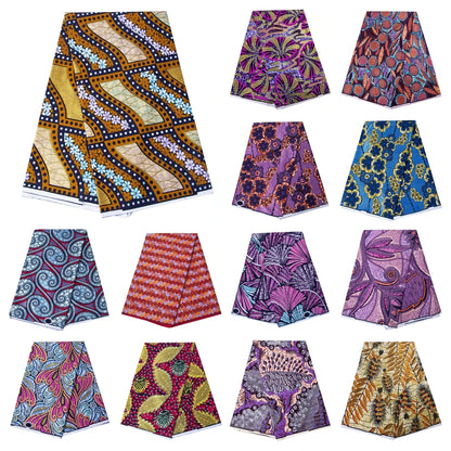 Shine African Ankara Wax Fabric - 6 Yards 100% Cotton Hot Stamping Print for Party Dresses, Sewing & Crafts