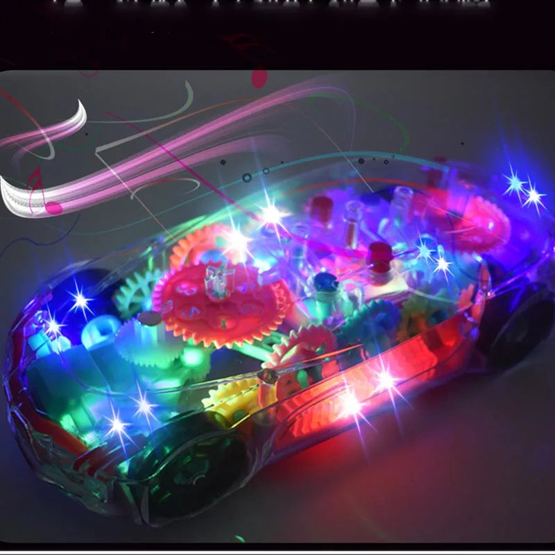 Cartoon Transparent Pull-Back Gear Car Toy for Kids – Inertia Powered Puzzle Sliding Car Gift for Toddlers Ages 1–3