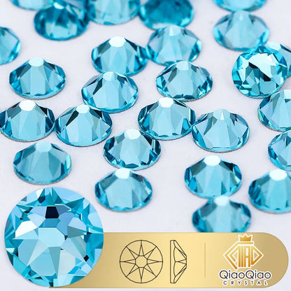 QIAO 2088 Crystal Nail Art Rhinestones — Flat Back Non-Hotfix Strass for DIY Nail Decorations (8 Big + 8 Small)