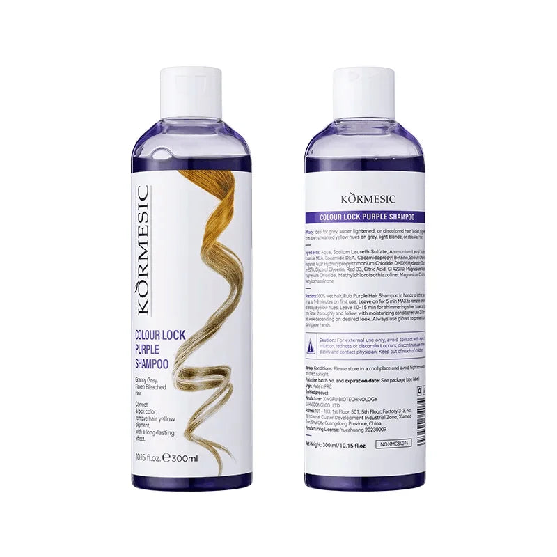 300ml Purple Color Fixing Shampoo – Long-Lasting Hair Dye, Gray Coverage, Fade Yellow After Bleach, Non-Irritating Hair Care