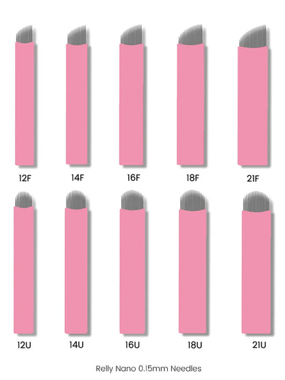 0.15mm Microblading Nano Blades — U-Shape Tebori Tattoo Needles for Permanent Makeup Eyebrow Pen