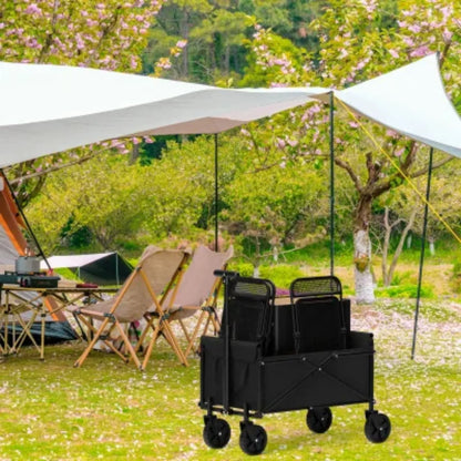 4-Wheel Foldable Garden Handcart – Heavy-Duty Portable Cargo Cart with One-Hand Carry & Easy Storage