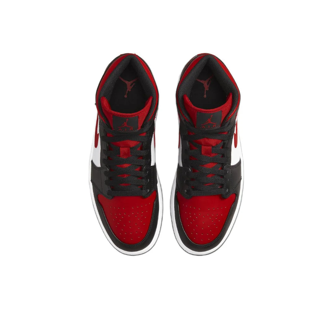Nike Air Jordan 1 Mid – Original Retro Basketball Sneakers for Men | Classic Black & Red Colorway