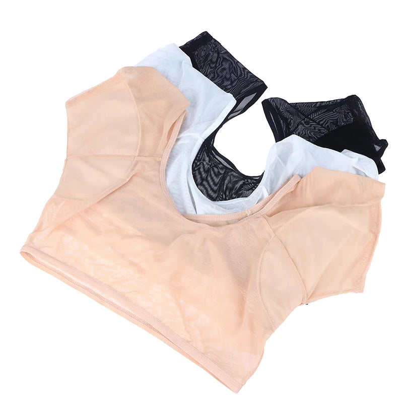 Underarm Sweat Pads T-Shirt Vest – Washable Armpit Sweat Proof Protectors for Women & Girls, Anti-Perspiration Comfort Clothing Inserts