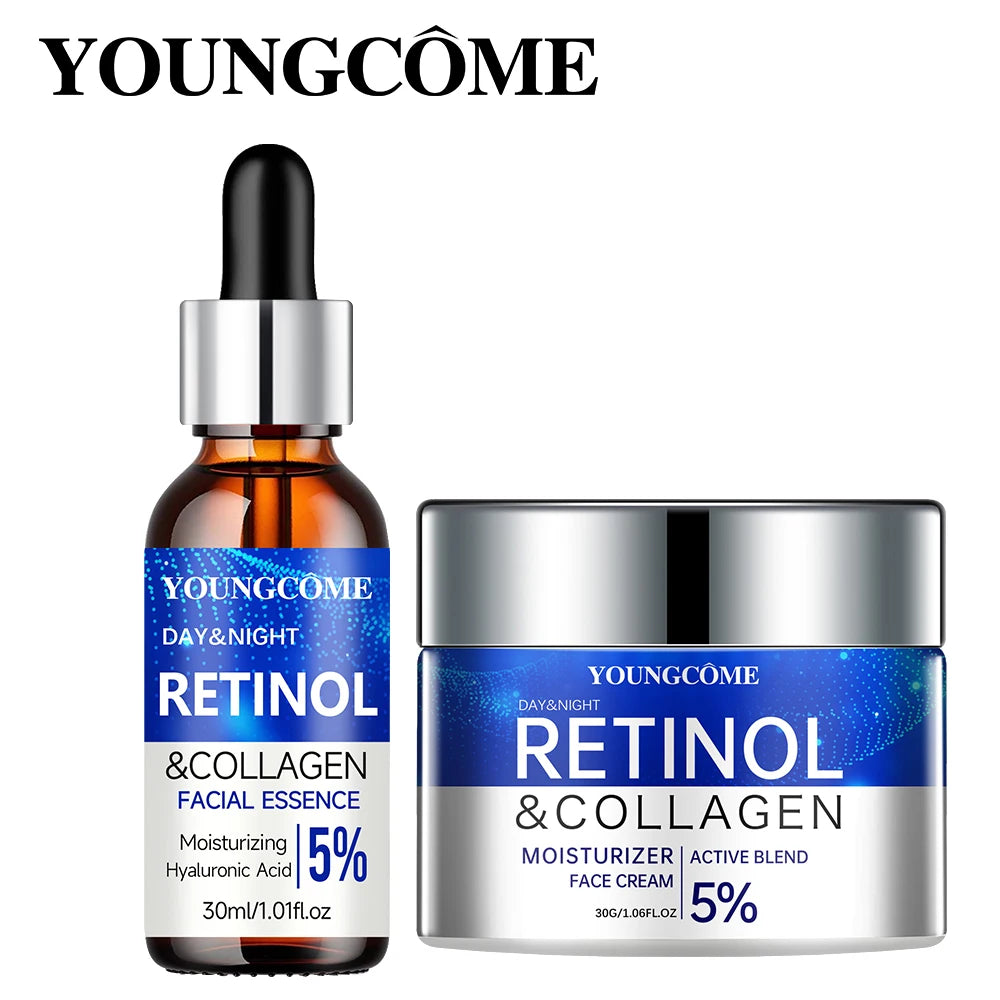 Retinol Cream & Serum Combo Set – Moisturizing, Skin Repair & Wrinkle Smoothing for Youthful, Elastic Skin