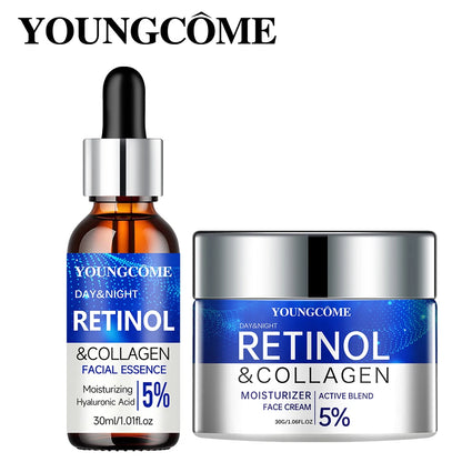 Retinol Cream & Serum Combo Set – Moisturizing, Skin Repair & Wrinkle Smoothing for Youthful, Elastic Skin