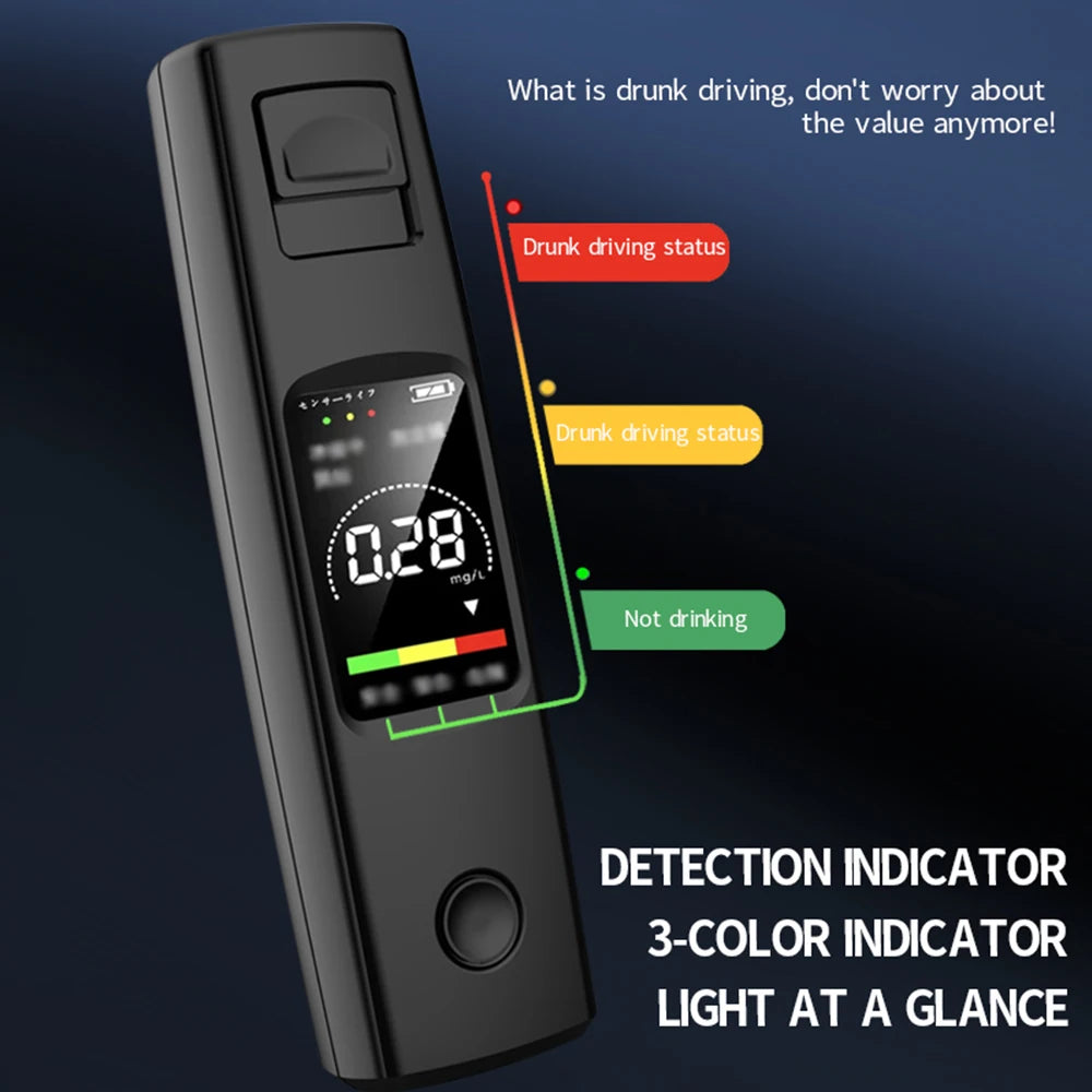 Professional High Sensitivity Breathalyzer - Non-Contact Alcohol Tester with Type-C Charging, Portable Alcoholometer