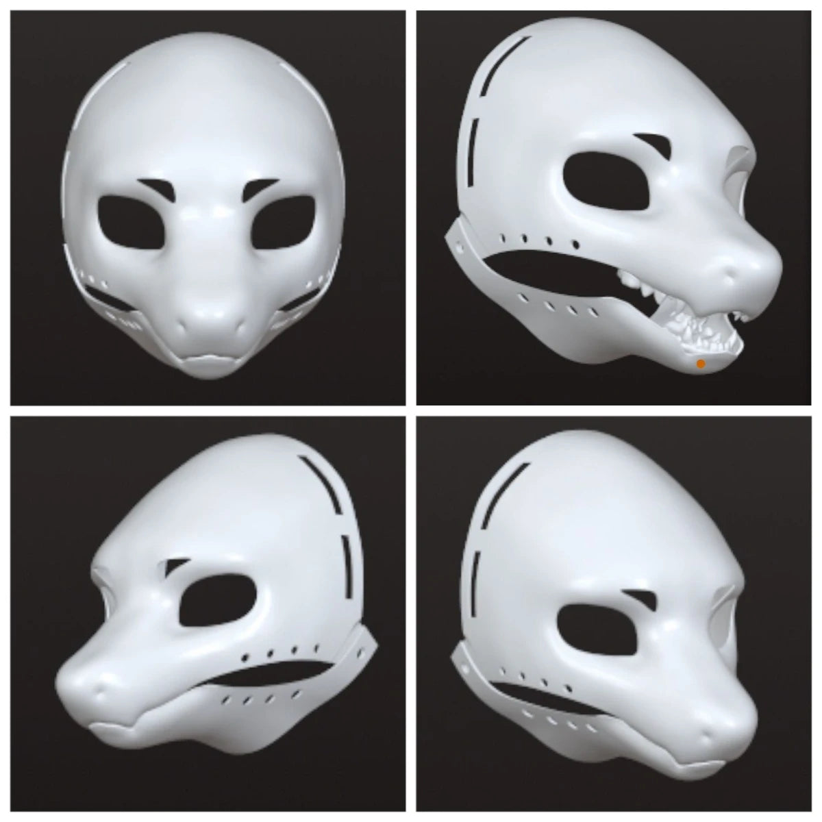 Kigurumi Dragon Base Mask - Movable Jaw Long-Snouted 3D Printed Beast Skull Cosplay Costume Accessory