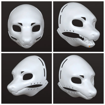 Kigurumi Dragon Base Mask - Movable Jaw Long-Snouted 3D Printed Beast Skull Cosplay Costume Accessory