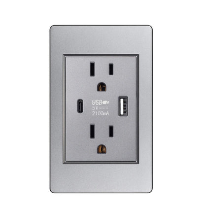 US Plug with USB Type-C Charging Port – 5V 2.1A, Household Electrical Wall Outlet for America & Mexico, 118x72mm PC Panel