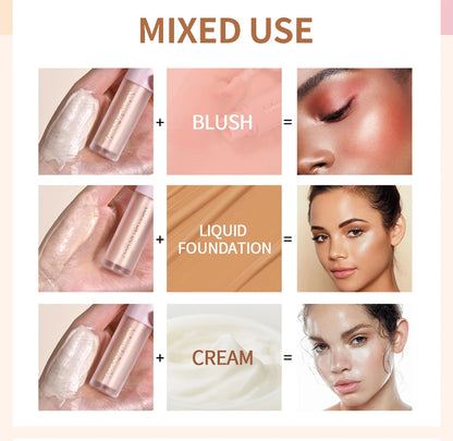 4-Color Liquid Face Highlighter — Bronzer & Contour Shimmer Makeup