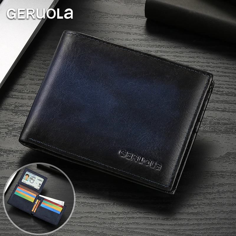 Bestseller 2526 Short Style Genuine Top-Grain Cowhide Leather Wallet with RFID Blocking & Multiple Card Slots – Compact Men’s Wallet Card Holder