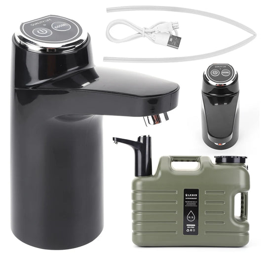 11L Camping Water Container - Portable Water Tank with Faucet & USB Rechargeable Electric Pump