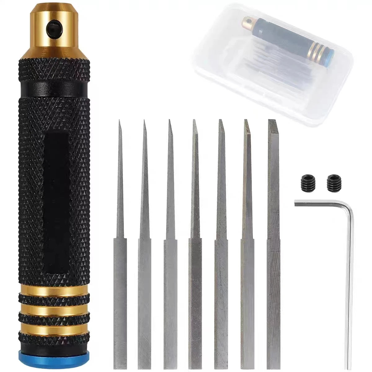 Model Chisel Cutting Tool Set with 7 Blades for Gundam Resin, RC Car & Drone Repair Engraving Scribe Hobby Craft Knife