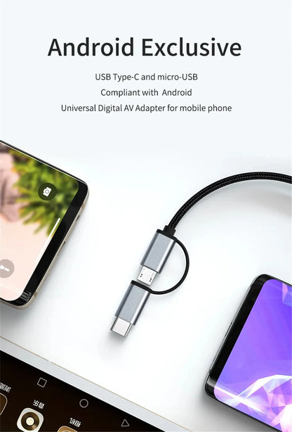 LD39 Wire HD Streaming TV Stick – Micro USB & Type C to HDMI Cable for Screen Mirroring from Android Phone/Tablet to TV