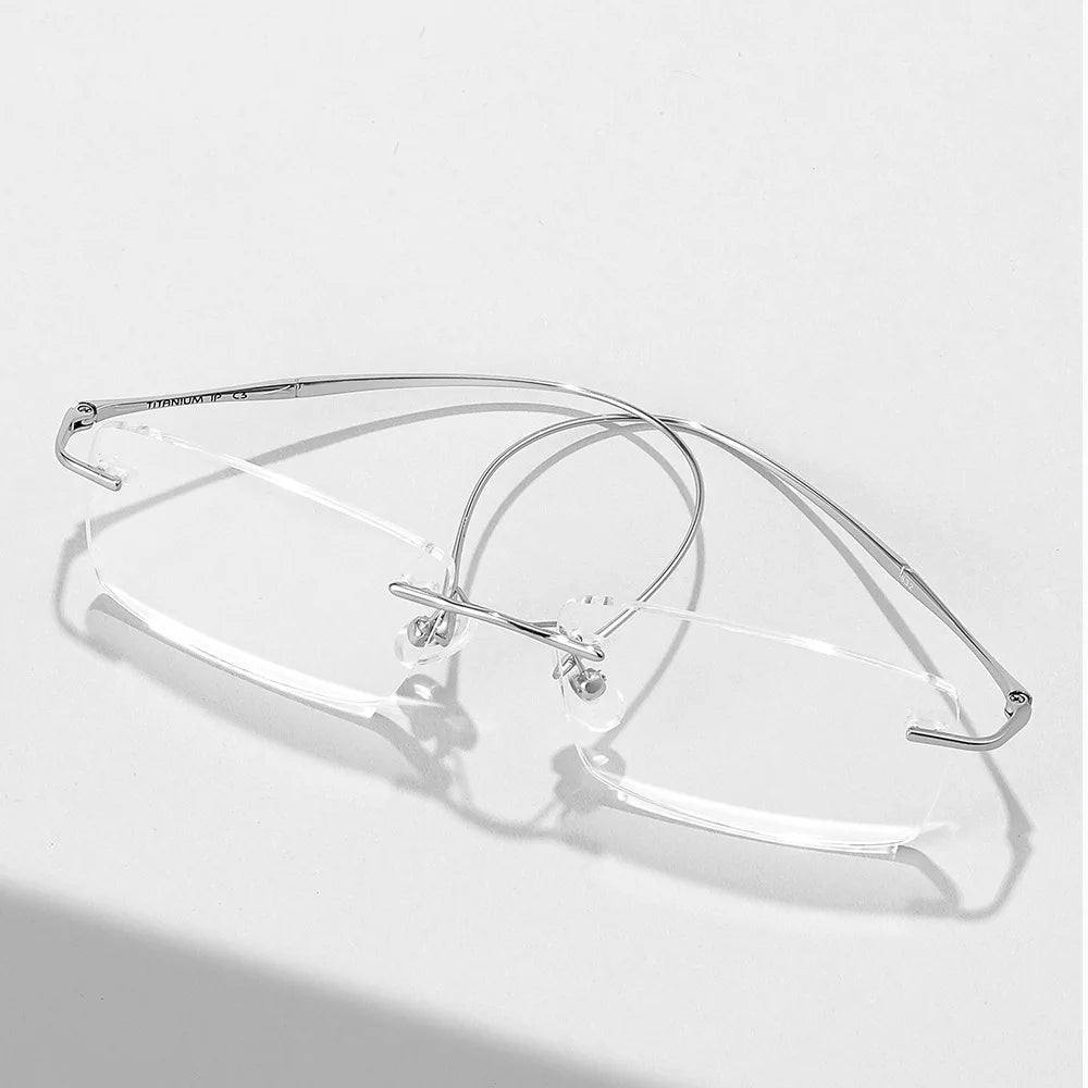 Ultra-Light Pure Titanium Rimless Glasses Frame – Anti-Blue Light Optical Frames for Men, Custom Prescription Eyeglasses