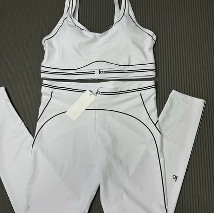 2025 Women’s Summer Two-Piece Set – Letter Print Long Pants & Casual Yoga Sportswear