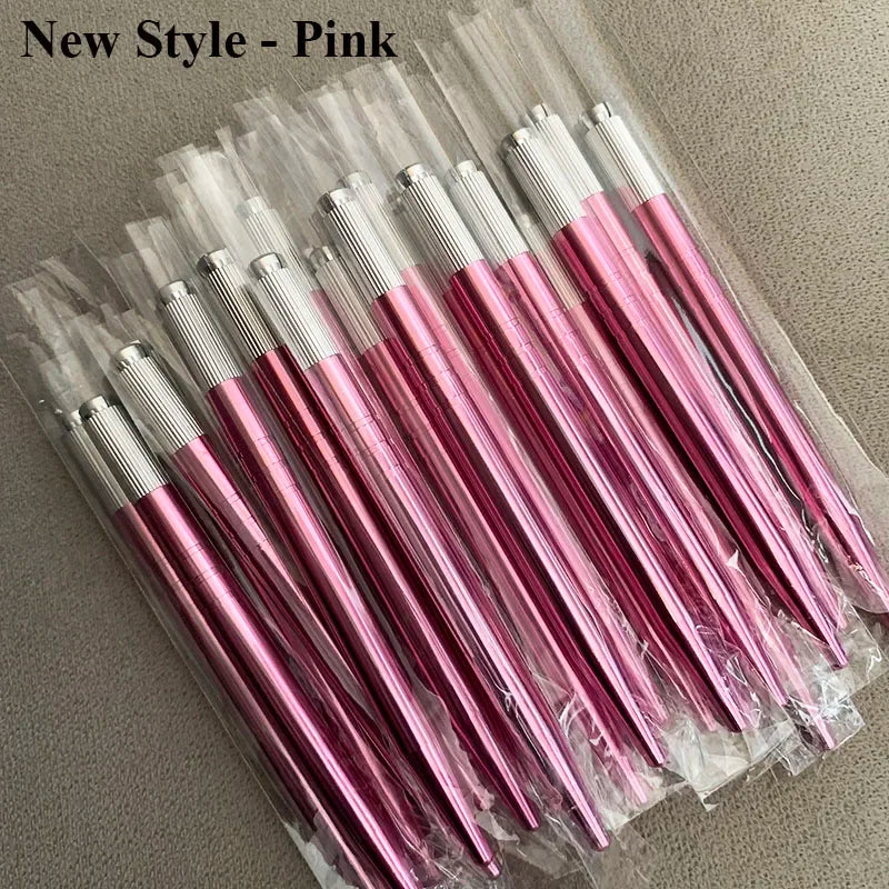 10pcs Permanent Makeup Eyebrow Tattoo Pens — Manual Tebori Microblading Stainless Steel Lock-Pin Tools