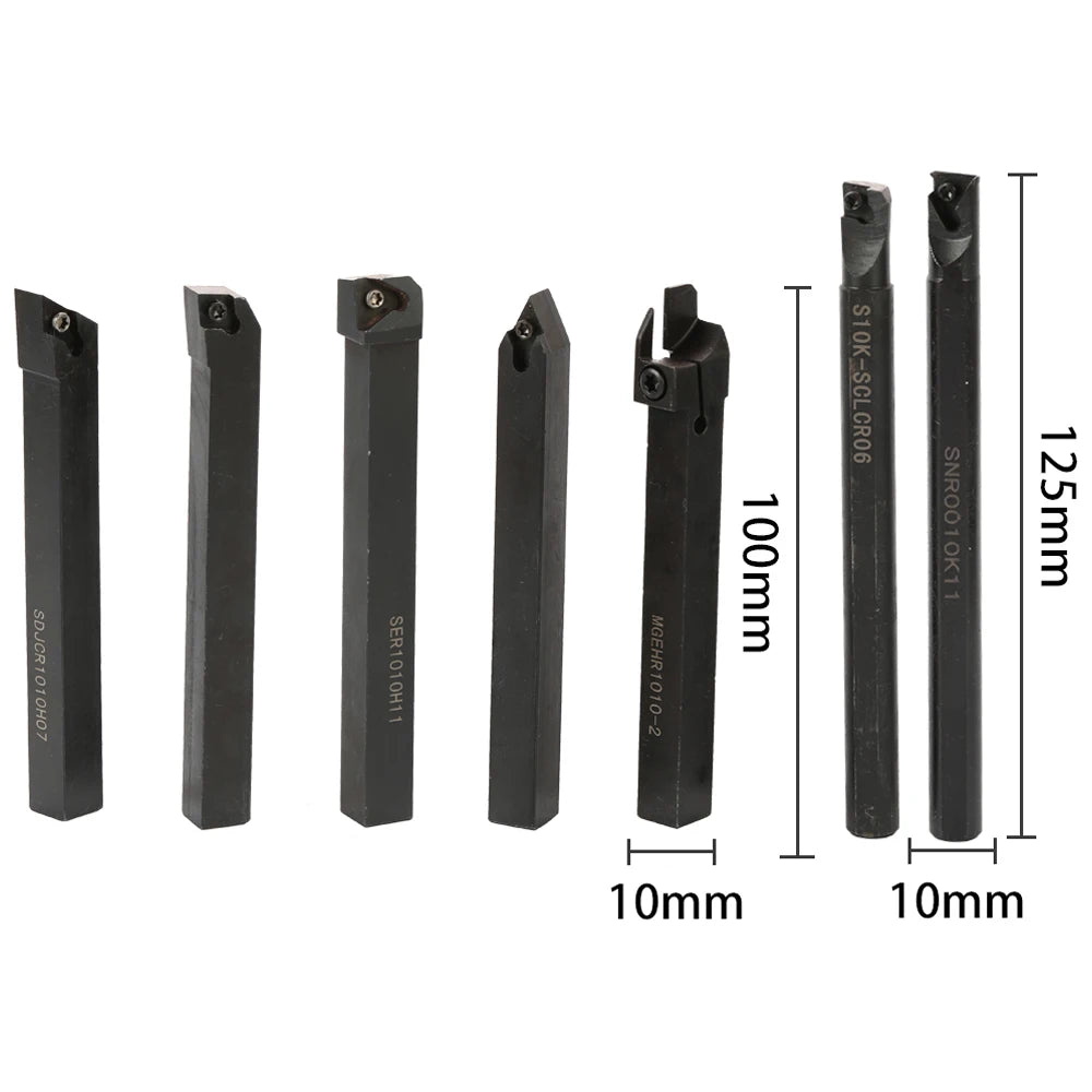 8-16mm Lathe Turning Tool Holder — Boring Bar & CNC Metal Cutter Rod with Shank and Inserts