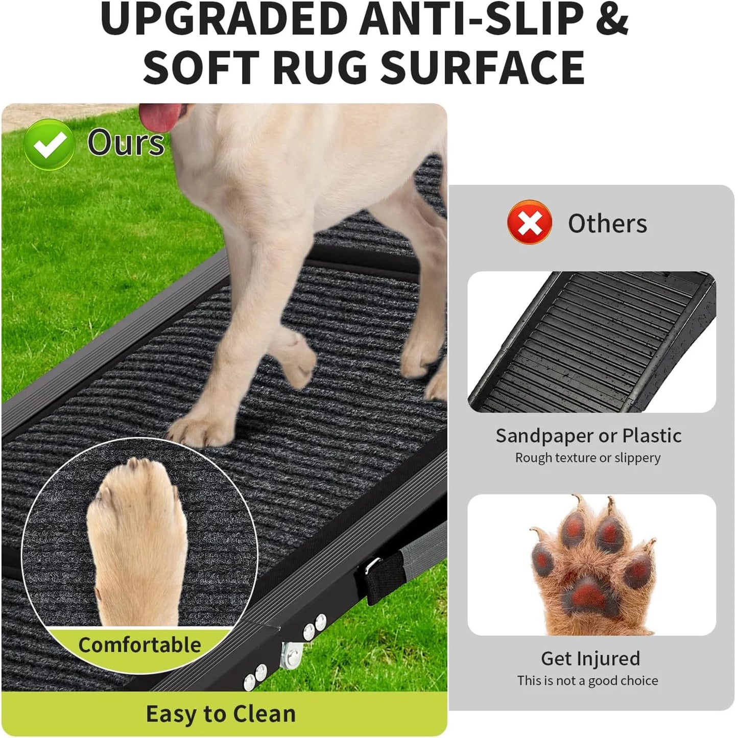 Upgraded Folding Dog Car Ramp - Portable Non-Slip Pet Ramp for Large Dogs Up to 250 lbs