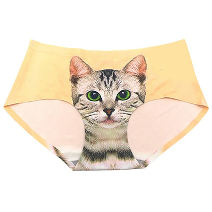 Women's Cat Print Briefs - Cute Meow Star Pattern Casual Underwear