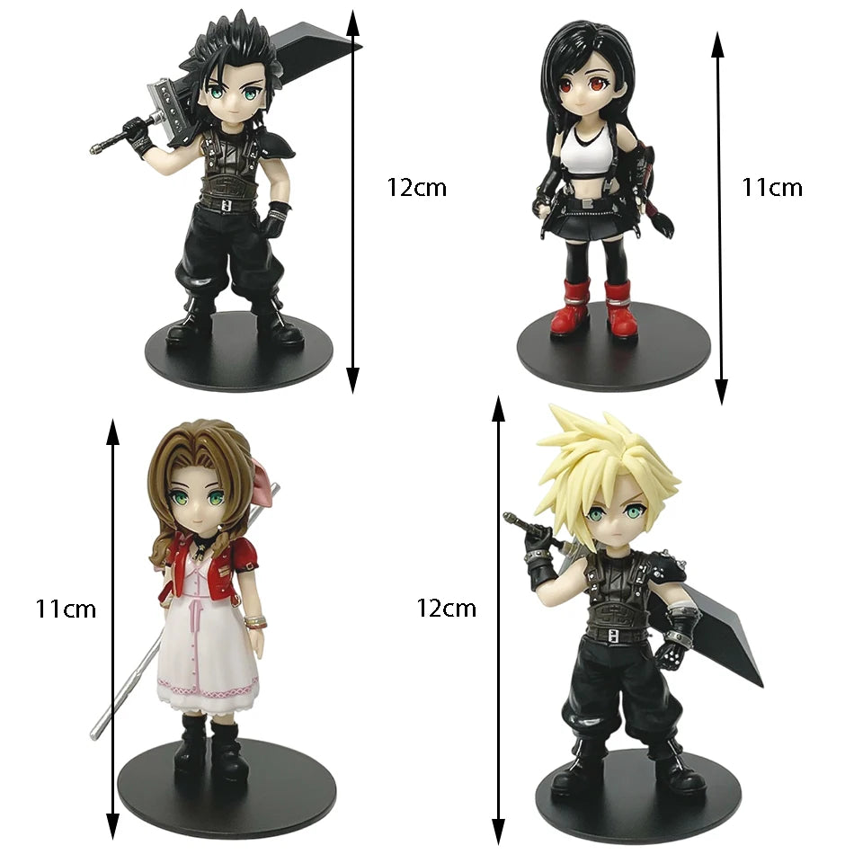 11-12cm Final Fantasy Anime Figures – Cloud, Tifa, Aerith & Zack PVC Collectible Toy Gift