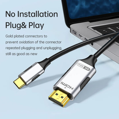 USB-C to HDMI Cable – 8K@60Hz, 4K@120Hz Type-C to HDMI Adapter for MacBook Air, iPad, HDTV, TV Converter