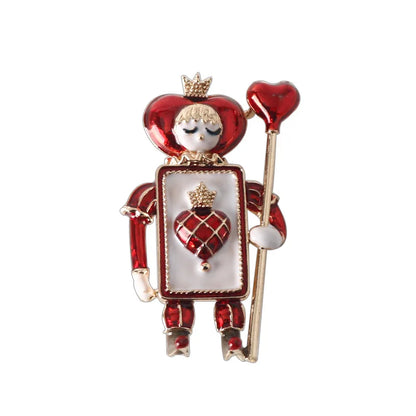 Cartoon Playing Card Soldier Brooch - Cute Red Peach Pin Badge for Bags & Accessories