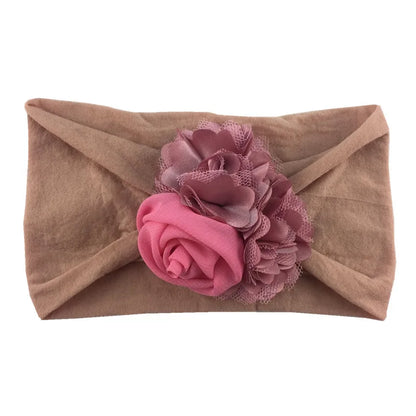 Baby Girls Soft Stretch Flower Headband Wide Nylon Knot Headwrap Kids Hair Band Newborn Photo Prop Accessories