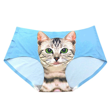 Women's Cat Print Briefs - Cute Meow Star Pattern Casual Underwear
