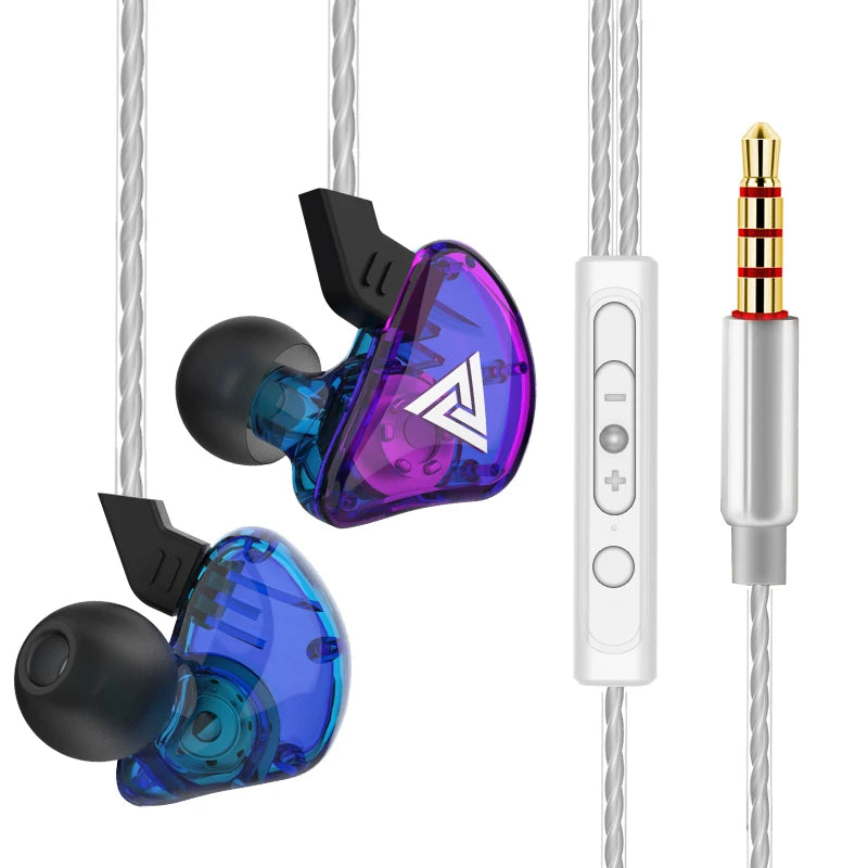QKZ AK3 Wired Earphones - HiFi Bass Headphones with Microphone for Gaming, Sports & Music