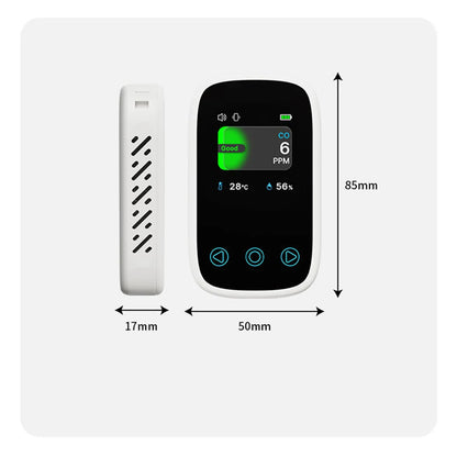 Mini CO Detector - Portable Rechargeable Carbon Monoxide & Air Quality Monitor with Temperature and Humidity Meter