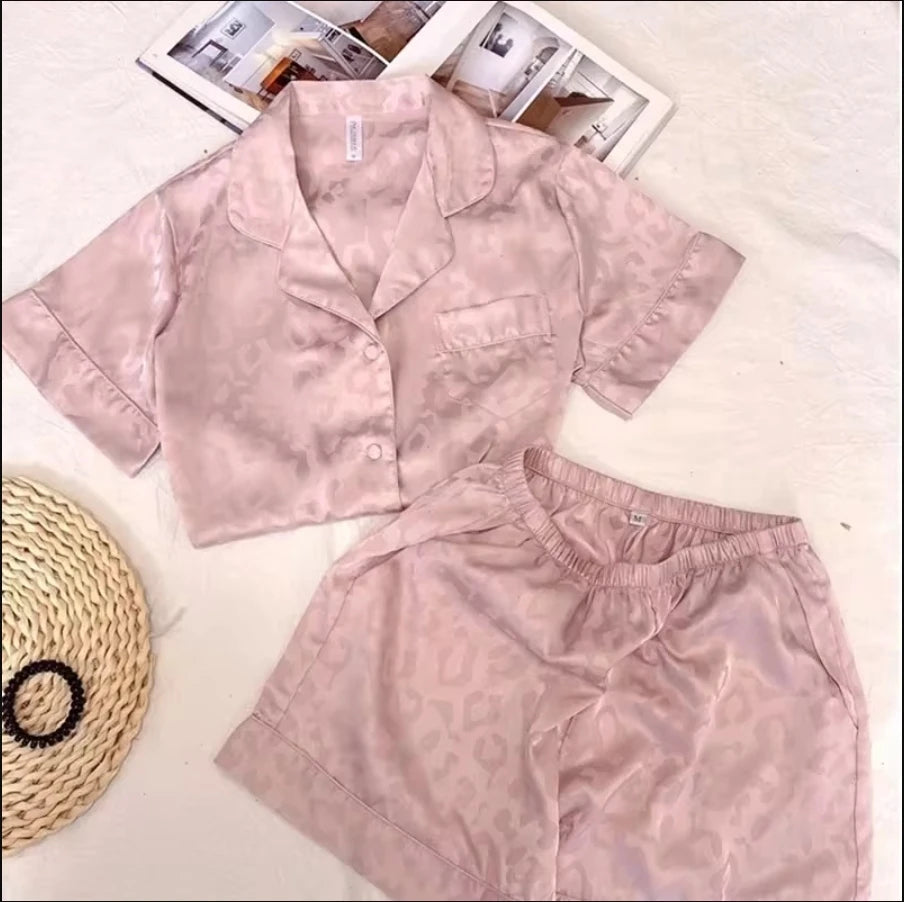 Women's Plus Size Satin Pajamas Set – Elegant Striped Long Sleeve Button-Up Top and Pants Loungewear