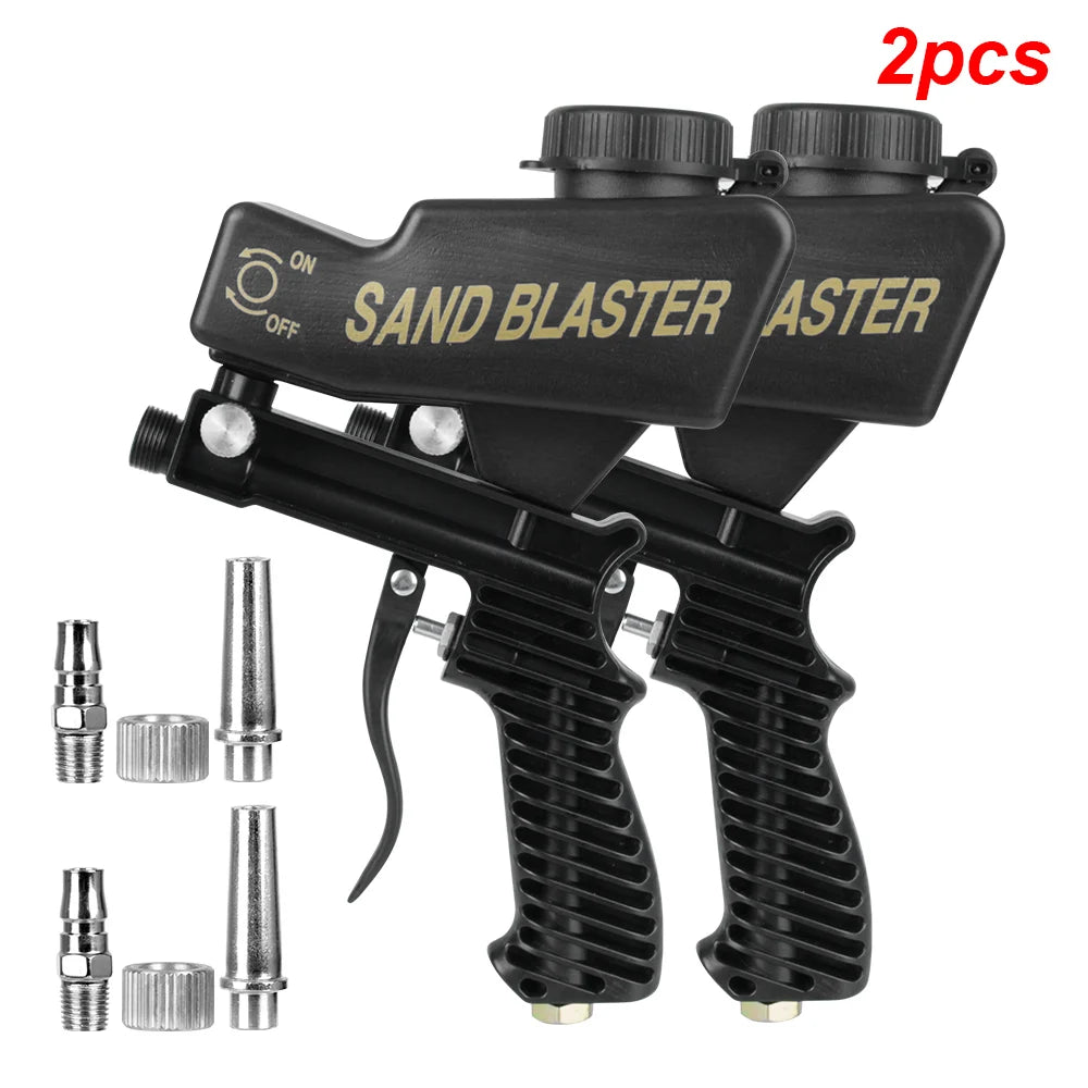 Gravity Feed Pneumatic Sandblasting Gun Set - Adjustable Rust & Paint Blasting Tool