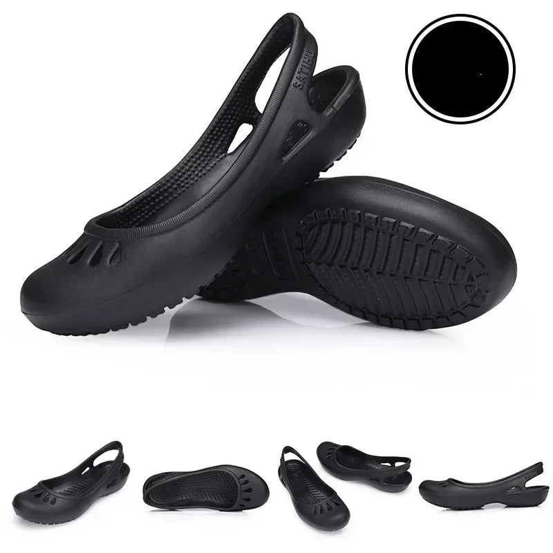 RYAMAG Women’s Clogs Jelly Sandals – Non-Slip Summer Hole Shoes, Waterproof EVA Flat Slippers for Home & Garden