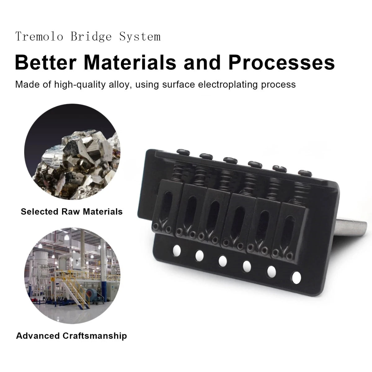 Miwayer 52.5mm Guitar Tremolo Bridge — Vintage Steel Saddle Block Set for Fender Strat & Squier Electric Guitars, Chrome