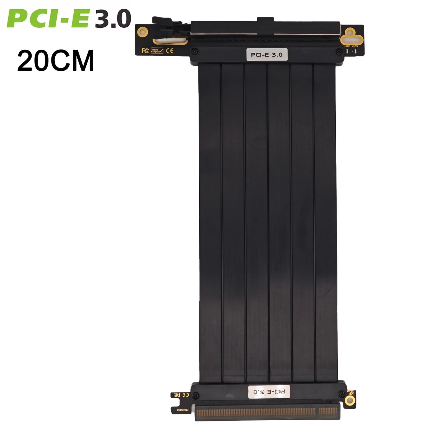 PCIe x16 GPU Riser Cable - Gen 3.0/4.0 Double Reverse Graphics Card Extension with Gold-Plated Connector
