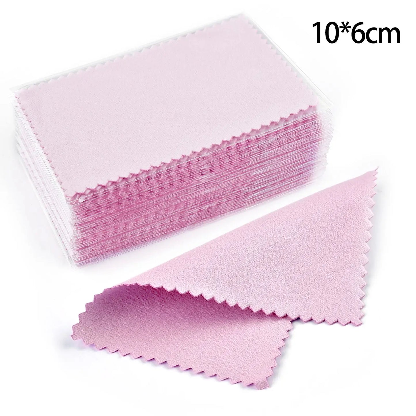 50pcs Silver Polishing Cloths 10x6.5cm & 8x8cm – Soft Cleaning Wipes for Necklaces, Rings & Jewelry Care