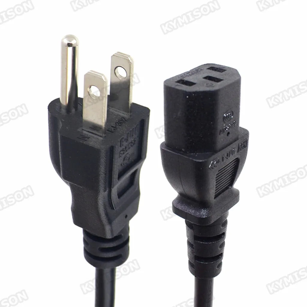 US NEMA 5-15P to IEC C13 Power Cord - 18AWG 3-Prong AC Extension Cable for Computers and Electronics