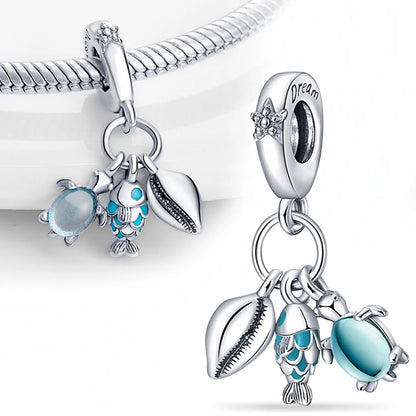 Chameleon Luminous Firefly & Butterfly Silver-Plated Charms - 925 Silver for DIY Bracelet Jewelry Making