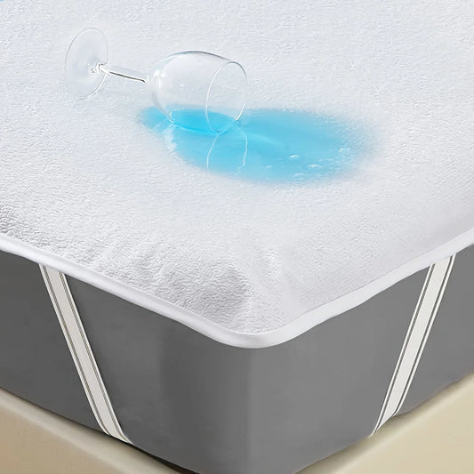 Waterproof Terry Cloth Mattress Protector - Soft Breathable Knitted Fitted Bed Cover Skin-Friendly Design