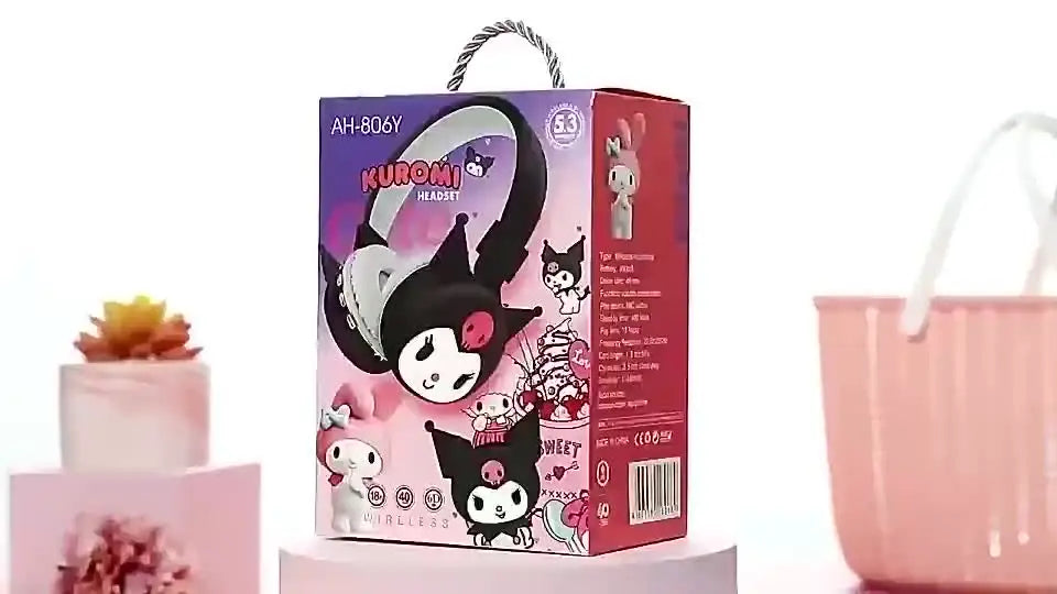 Sanrio Hello Kitty & Kuromi Wireless Bluetooth Headphones – Foldable Lightweight Earphones with Mic for Phones & Laptop