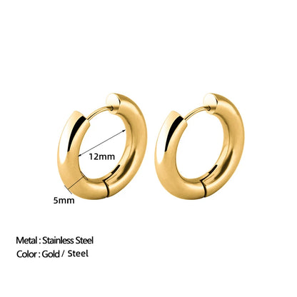 20mm Stainless Steel Hoop Earrings – Smooth Round Chunky Huggie Earrings for Women Jewelry Accessories