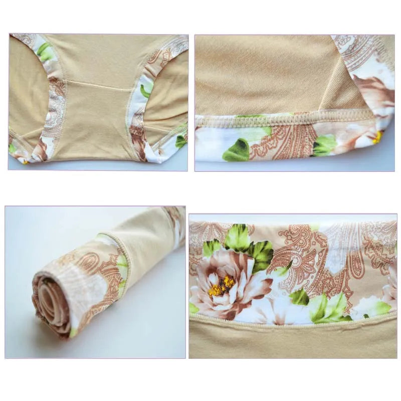 5Pcs Women’s Printed Panties Set - Soft Floral Brief Underwear & Comfortable Sexy Lingerie for Everyday Wear