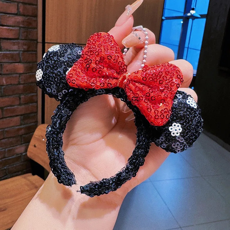 Mouse Ear Bow Pendant - Mini Sequin Bag Charm, Hair Accessory & Keychain