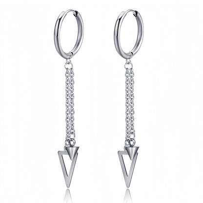 Long Hanging Cross & Leaf Hoop Earrings – Vintage Stainless Steel Hip Hop Unisex Jewelry Accessories