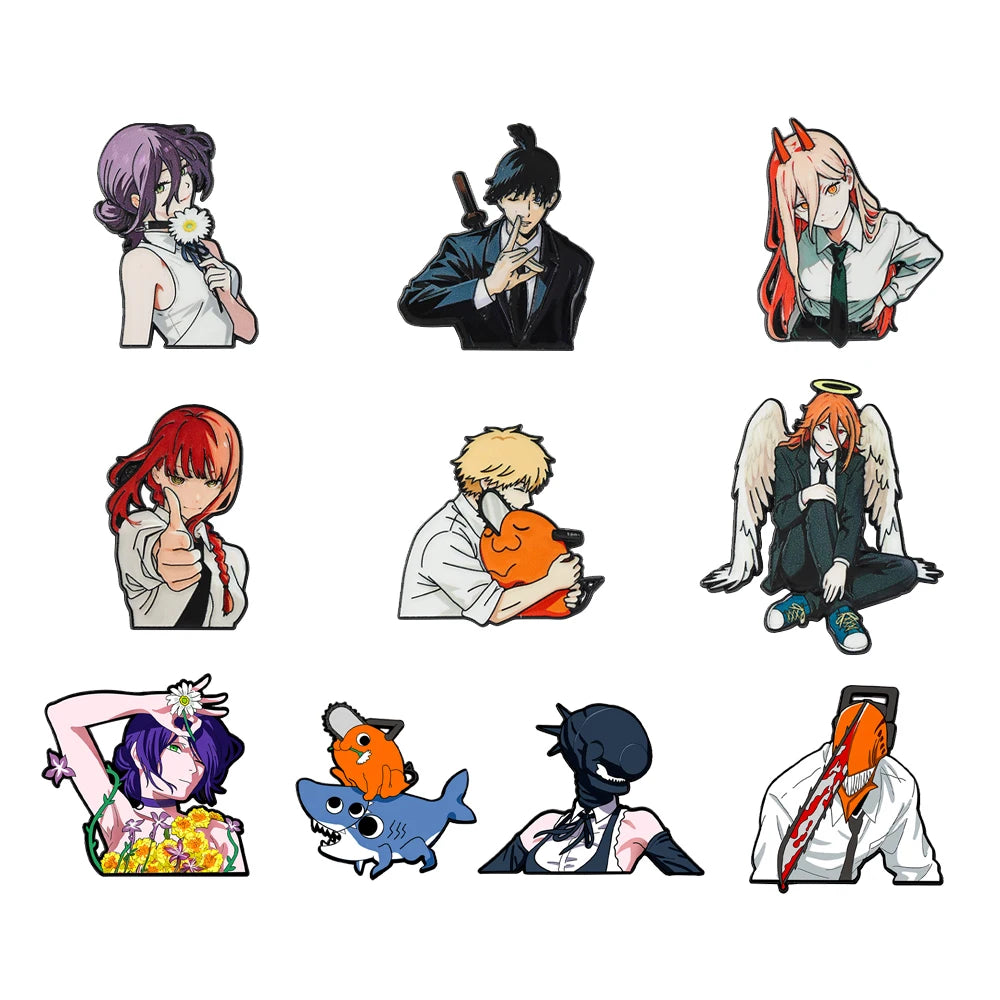 Chainsaw Man Anime Metal Brooches 4/6/10-Piece Set - Denji, Makima, Power and Reze Lapel Pins for Backpacks, Jackets and Gifts